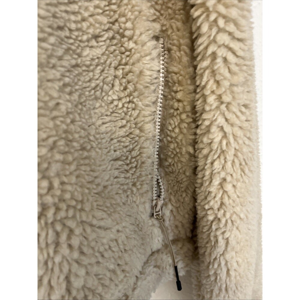 RAINS Women's Kofu Fleece Short Bomber Jacket Full Zip Beige Size Medium - Picture 8 of 14